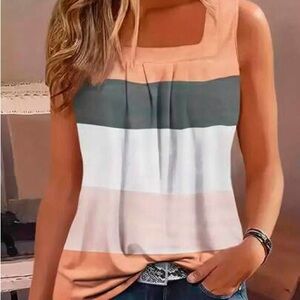 SHEIN Multicolor Striped Tank Top - Pink, Gray, White